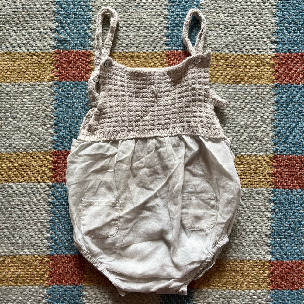 Tocoto Vintage Crochet Linen Romper